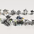 Traditional Chinese Garden Decorative Elements Featuring Pavilions Rockeries And Stone Stairs