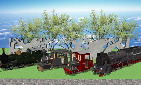 Industrial LOFT locomotive vintage locomotive combination 3d model