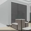 Modern Tea Room Interior With BERTILLE Logo Shelves Cabinets And Green Plant