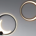 Modern Wall Sconces with Circular Design Crescent Moon Element and Illuminated Edge 3d model