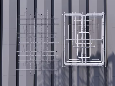 Contemporary Ceiling Design For Interior Spaces With Grid And Geometric Structures 3d model