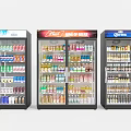 Commercial Beverage Display Coolers Stocked With Assorted Drinks And Brands 3d model