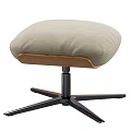 Modern Accent Chair Beige Fabric with Ottoman Brown Leather Armrest Metal Base