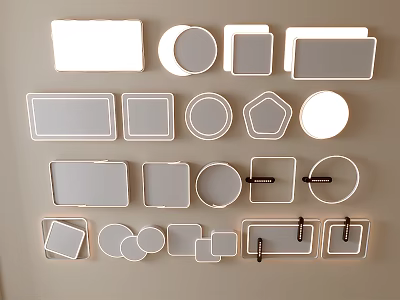 Modern Lighting Fixture Set With Various Geometric Shapes For Indoor Wall Decoration 3d model