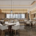 Elegant Luxurious Restaurant Interior With Dining Tables Bar Counter And Decorative Flowers
