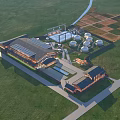 Rural Guesthouse Building With Scenic Green Lawn Courtyard And Traditional Roof Design