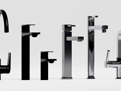 Modern Water Faucets With Various Designs And Styles For Home Bathrooms And Kitchens 3d model