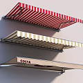 Varied Design Outdoor Awnings featuring Red White Striped Beige Patterns and Costa Brand Logo