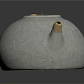Elegant White Ceramic Teapot With Intricate Floral Patterns Golden Handle And Spout Design