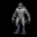Game And Movie Character Shark Like Monster With Gray Scaly Skin Muscular Body Sharp Teeth