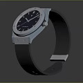 Sleek Modern Wrist Watch with Square Dial Roman Numerals and Black Leather Strap