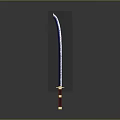 Traditional Samurai Sword With Blue Blade Red Handle And Golden Accents