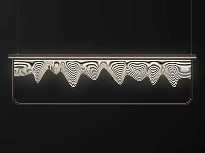 Modern Pendant Light with Wavy Pattern and Metal Frame Illuminated on Dark Background 3d model