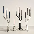 Modern Candle Holder Set With Silver Black White Designs For Home Decoration
