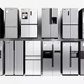 Multiple Silver Colored Refrigerators and Freezers in Various Modern Styles 3d model