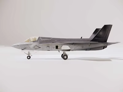 Modern Gray Fighter Jet Model Featuring Detailed Cockpit And Landing Gear Design 3d model