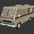 Vintage Cream Colored Bus With Red Stripes Windows And Roof Protrusions Exterior Design