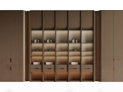 Modern Wooden Bookcase With Multiple Shelves Drawers And Spacious Storage 3d model