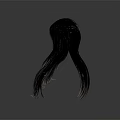 Black Long Hair Wig With Head Contour Shape And Flowing Strands On Dark Background