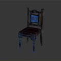 Vintage Wooden Single Chair With Red Upholstered Seat And Carved Backrest