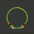 Elegant Golden Decorative Bracelet Featuring Red Gemstones On Both Ends 3d model