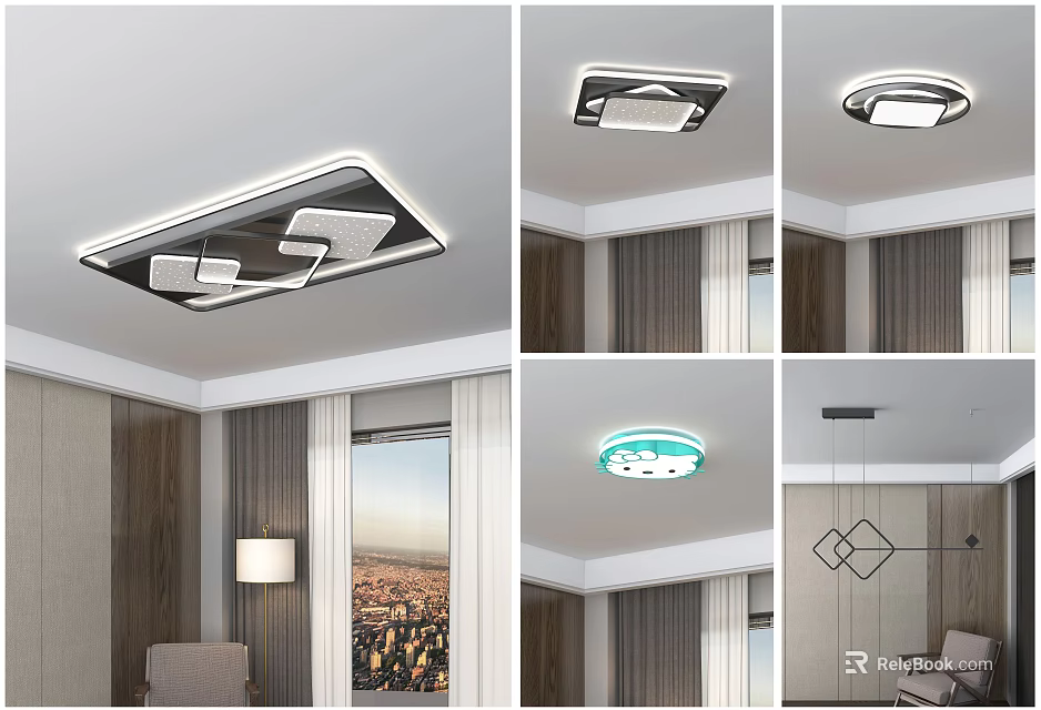 Modern Ceiling Light Designs With Sleek LED Lighting For Stylish Living Room Interior 3d model 