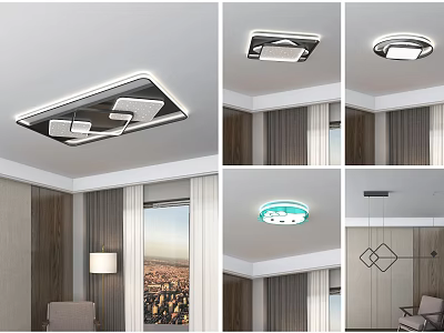 Modern Ceiling Light Designs With Sleek LED Lighting For Stylish Living Room Interior 3d model