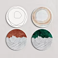Round Rugs With Abstract Line Patterns Gradient Colors And Mountain Textures 3d model