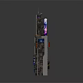 Futuristic Multilayer Tower Building Model With Digital Screens And Neon Lights