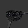 Futuristic Black Spaceship Showcasing Sleek Design And Illuminated Geometric Structures