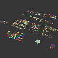 Diverse Scene Components Including Building Blocks Green Plants and Modular Elements