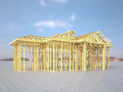 Modern steel structure light steel keel 3d model