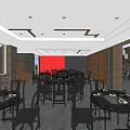 Shop Front Desk Modern Design With Wooden Decor And Pendant Lighting Fixtures
