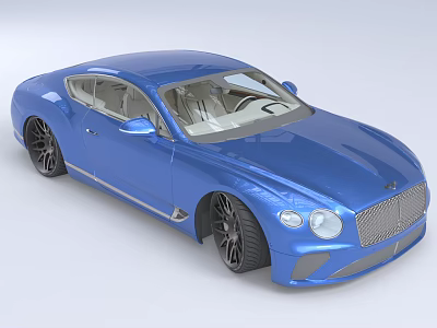 Blue Luxury Coupe With Sleek Design Black Wheels And Light Interior 3d model