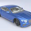 Blue Luxury Coupe With Sleek Design Black Wheels And Light Interior