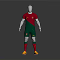 Red And Green Portuguese Soccer Jersey Kit With Nike Logo On Mannequin