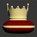 Luxurious Golden Crown Jewelry On Red Velvet Base With Gold Trim And Royal Design