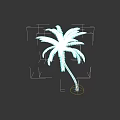 Tall Tropical Palm Tree With Green Fronds And White Trunk In Isolated Dark Background