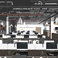 Modern public office area 3d model