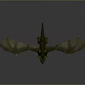Green Scaled Dragon Game Movie Character with Red Eyes and Golden Edged Flying Wings