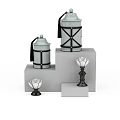Modern Stylish Living Room Decor With Exquisite Ceramic Jars And Lotus Shaped Candlestick Ornaments