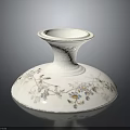 Decorative White Ceramic Candle Holder With Floral Leaf Pattern And Elegant Design 3d model