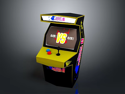 Retro Arcade Machine With VS Battle Screen Joystick And Colorful Decals 3d model