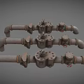 Industrial Metal Pipe Valves And Fittings With Rustic And Silver Finish Design