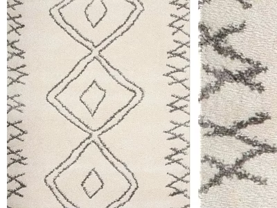 Square Rug with Geometric Diamond Pattern and Simple Line Design on Beige Background 3d model
