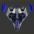 Futuristic Blue And White Sci Fi Spaceship With Geometric Design Cockpit And Engine Thrusters