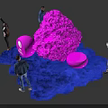People Interacting With Pink Installation And IBC Amsterdam Logo On Blue Carpet