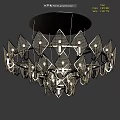 Modern Luxurious Ceiling Light With Golden Frame And Diamond Shaped Transparent Elements 3d model