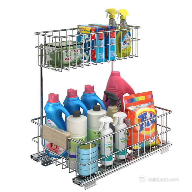 Stainless Steel Multi Tier Storage Rack Organizing Cleaning Products and Supplies 3d model 