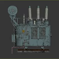 Industrial Teal Colored Power Transformer With Insulation Bushings And Base Structure
